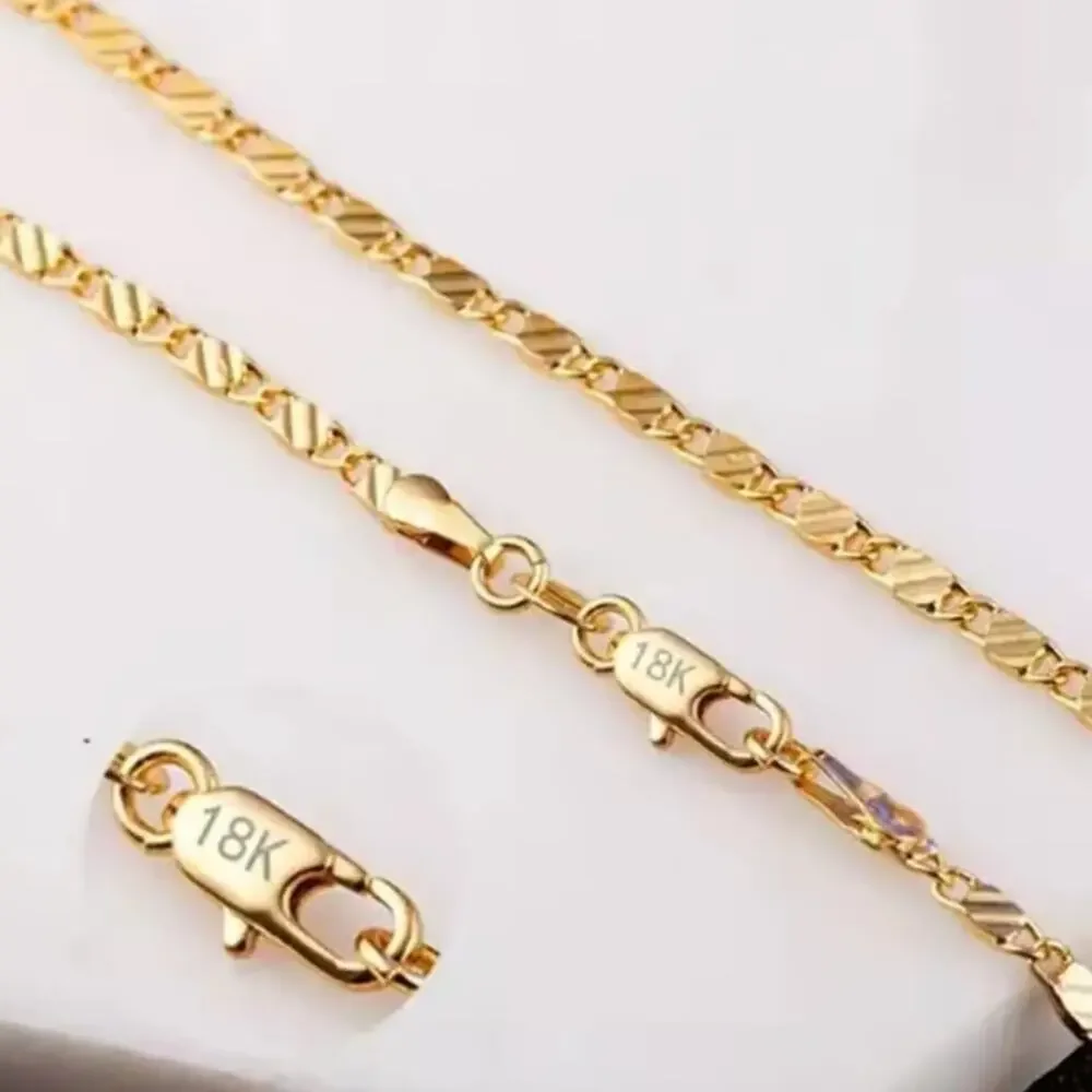 18k Gold Plated Chain Necklace Spanish Style Catholic Valentines Birthday Gift
